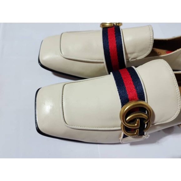 Authentic Gucci Peyton GG Sylvie Pearl Studded Loafer White Size 36 - Picture 3 of 14
